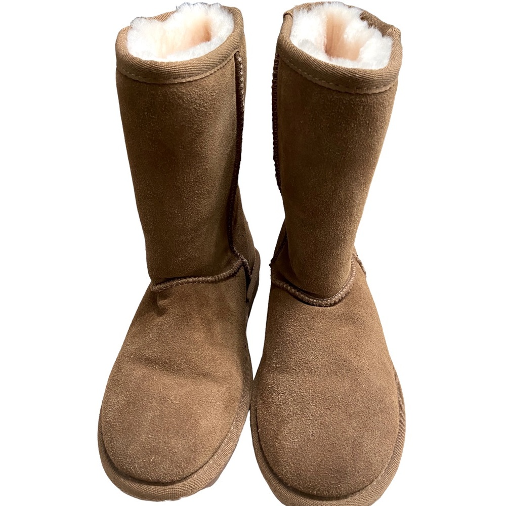 Minnetonka Golden Tan Brown Olympia Short Boots Women’s 6 MINTY Sheepskin